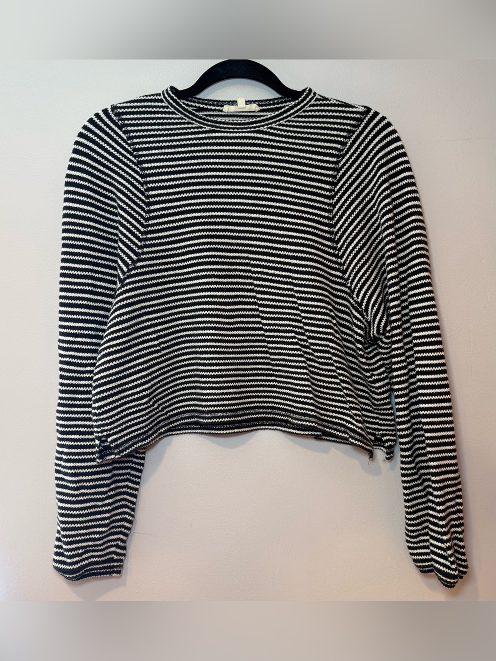 Madewell Women's Striped Curved Long-Sleeve Tee Black White Size Small